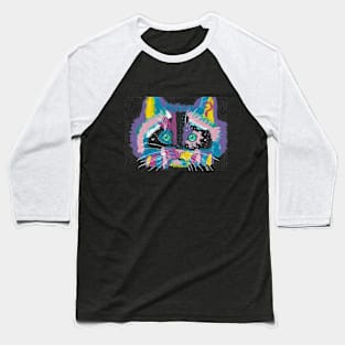 Colorful abstract cat face  art Baseball T-Shirt